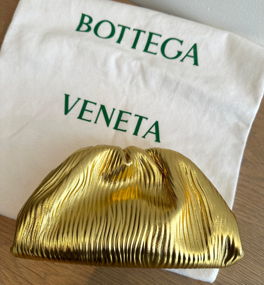 BOTTEGA METALLIC GOLD CLUTCH